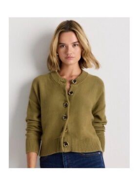 Olive Green Button-Front Women's Cardigan